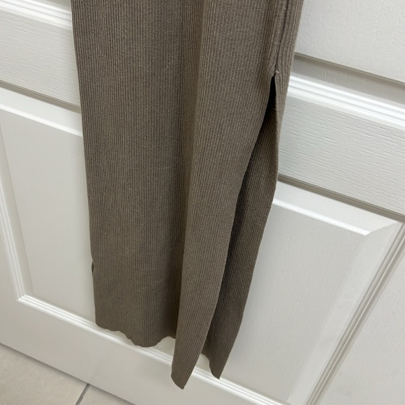 Maxi Mock Neck Long Sleeve Sweater Dress with Slit | Size S Light Brown - Picture 7 of 7